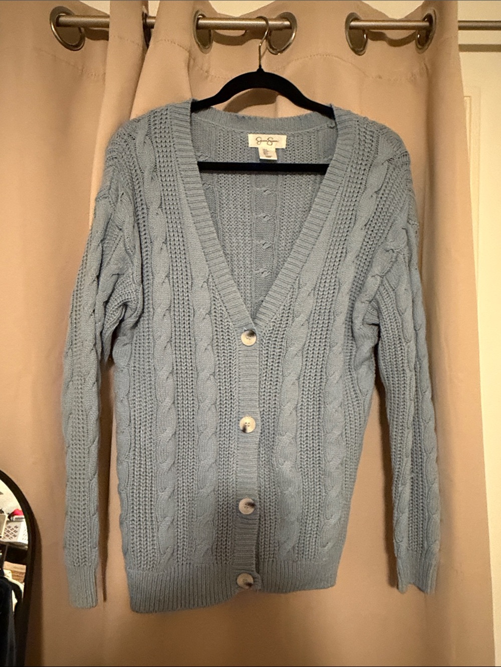 Jessica Simpson Light Blue Cable Knit Open Cardigan Sweater